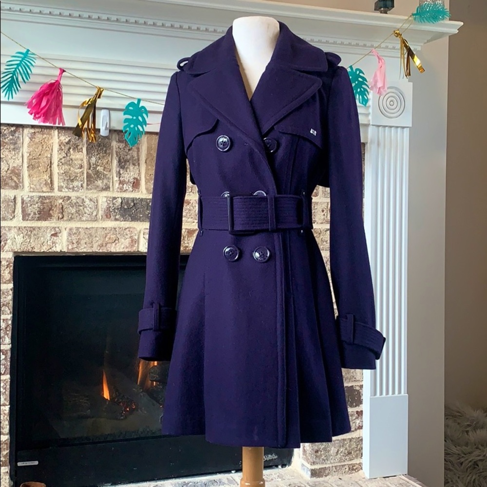Miss Sixty Purple Wool Peacoat